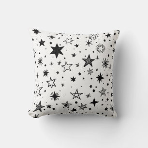Star pattern on a white background throw pillow