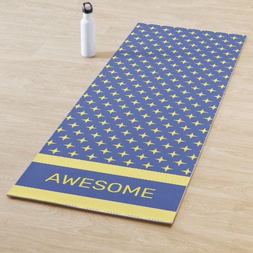Star Pattern on Blue  Yellow Yoga Mat