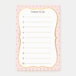 Star Pattern on Pink Things To Do Lined Post-it Notes