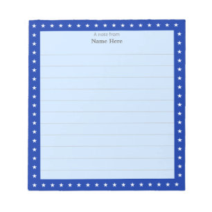 Star Pattern on Royal Blue Frame Lined Notepad