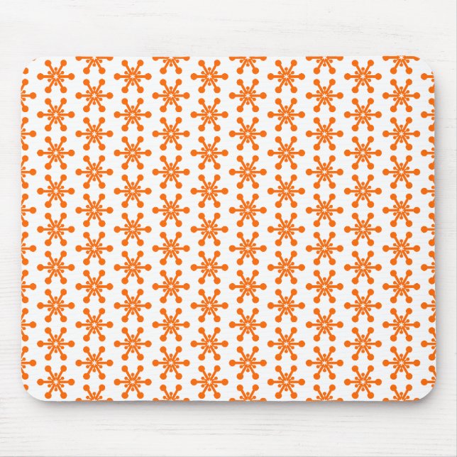Star Pattern - Orange on White Mouse Pad (Front)