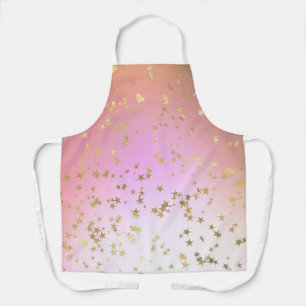 Star pattern peach purple gold gradient apron
