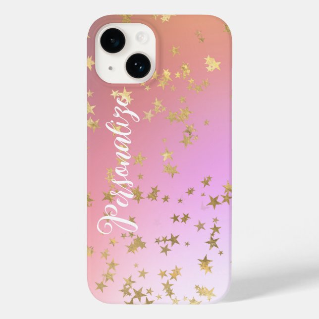 Star pattern peach purple gold gradient Case-Mate iPhone case (Back)