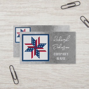  star pattern Stars and Stripes patriotic on gray Business Card
