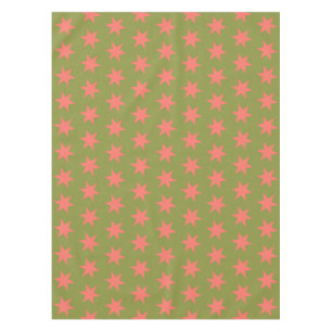 Star Pattern Trending Colors Green Coral Tablecloth