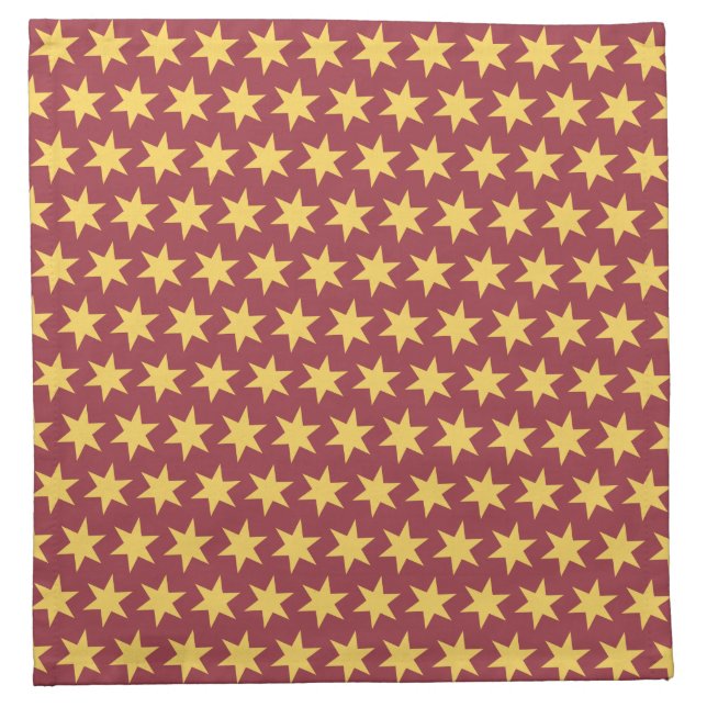 Star Pattern Trending Colors Maroon Gold Cloth Napkin (Front)
