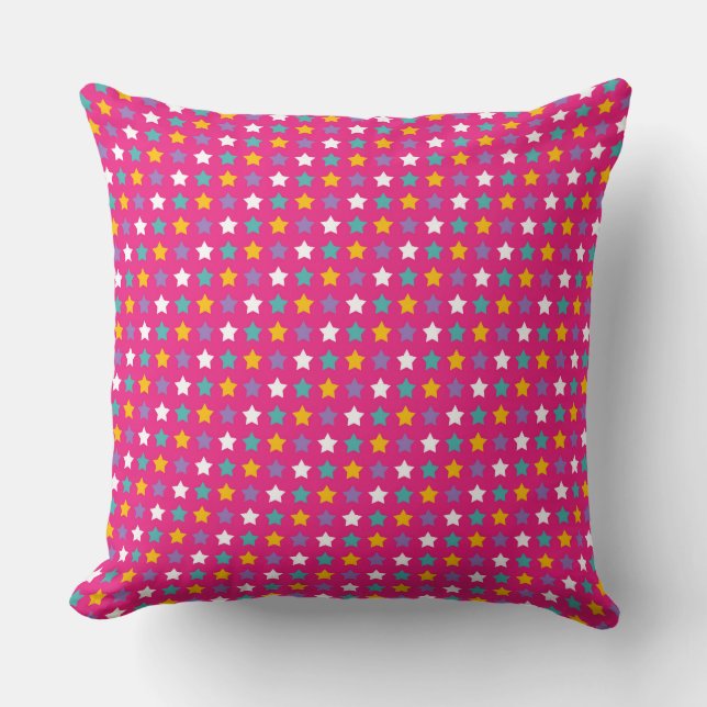 Star Pattern: White, Orange, and Teal Star Throw Pillow (Front)