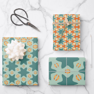 Star pattern wrapping paper sheets