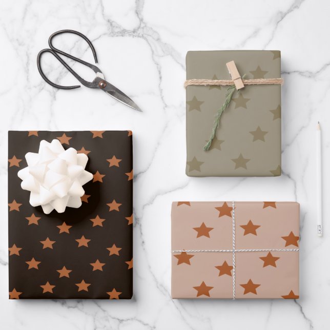 Star Patterned Designer Wrapping Paper Sheets (Front)