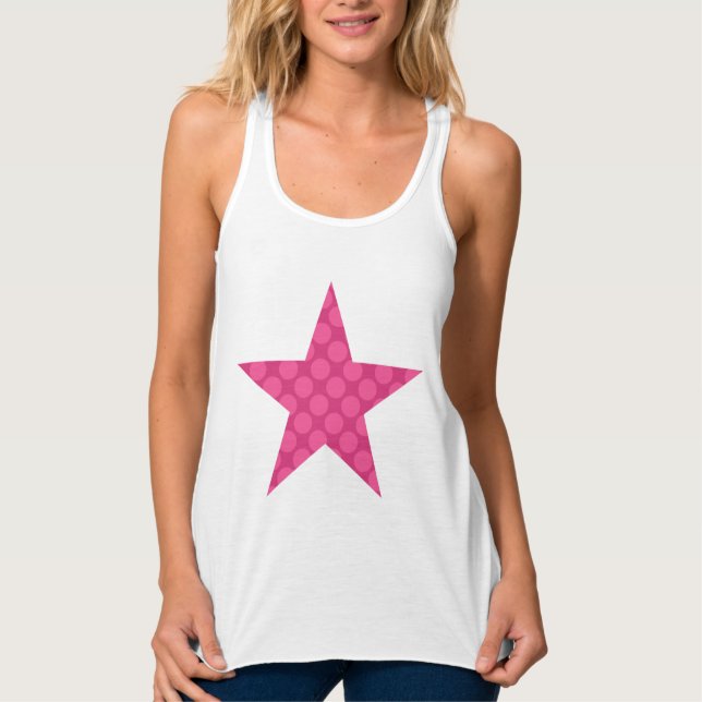 Star patterned in large dots - rose reds tank top (Front)