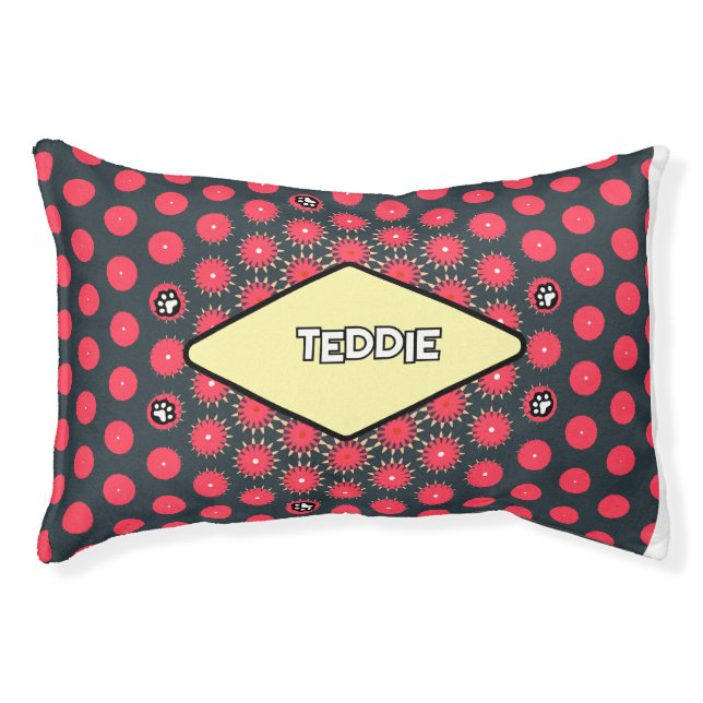 Star Paws Olive Green and Magenta Pet Bed (Front)