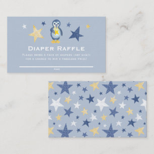 Star Penguin Baby Shower Diaper Raffle Ticket Enclosure Card