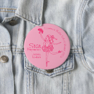 Star performance ballerina pink outline award button