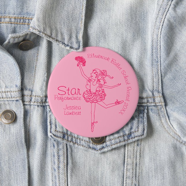 Star performance ballerina pink outline award button (In Situ)