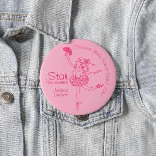 Star performance ballerina pink outline award button