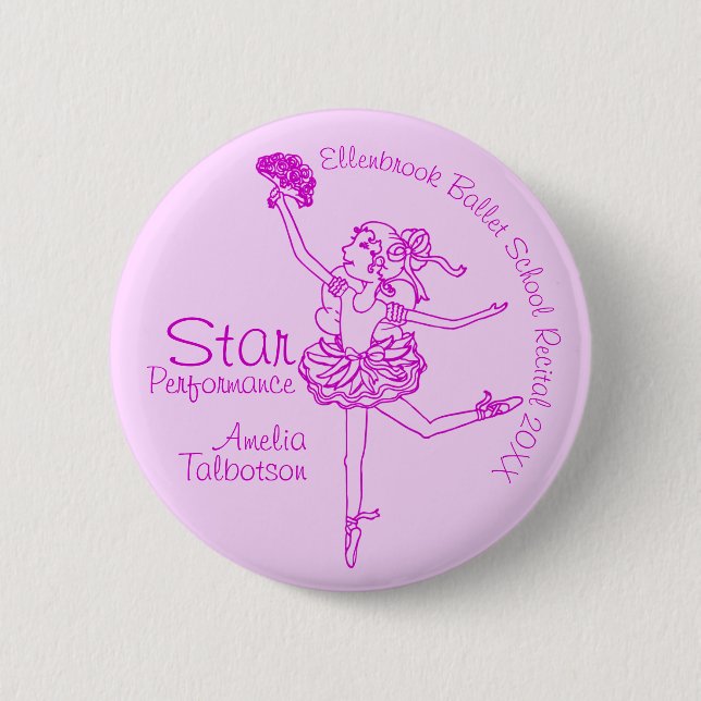 Star performance ballerina purple outline award button (Front)