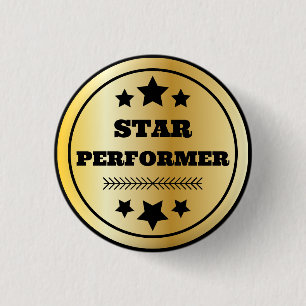Star Performer Employee Recognition Gold Button