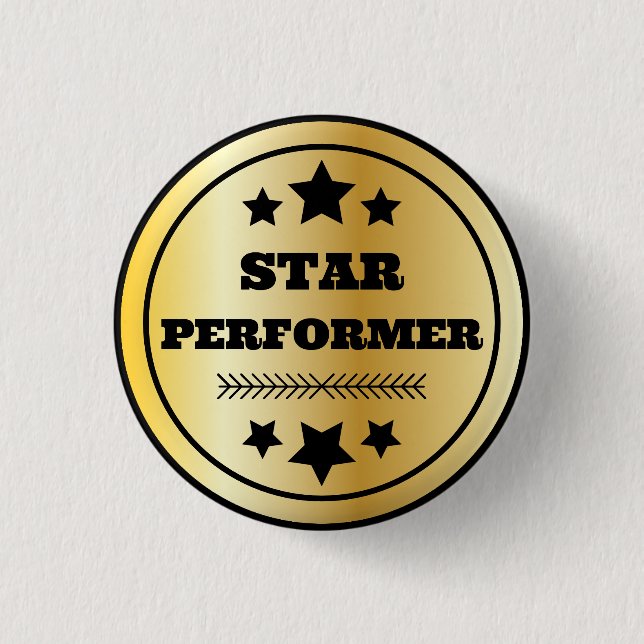 Star Performer Employee Recognition Gold Button (Front)