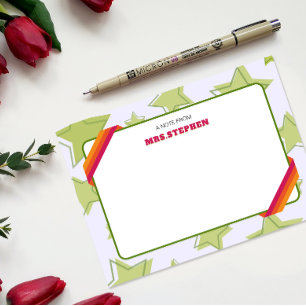 Star Personalized Teacher End of the Year Note Thank You Card