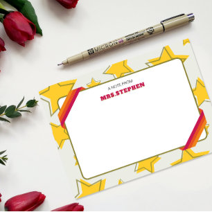 Star Personalized Teacher End of the Year Note Thank You Card