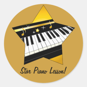 Star Piano Lesson to Student from Teacher Classic Round Sticker