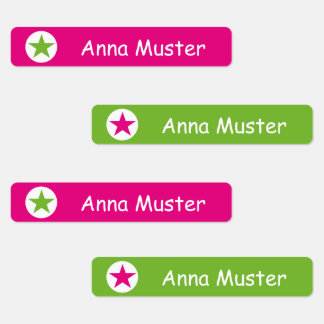 Star - pink green - 96 narrow children labels