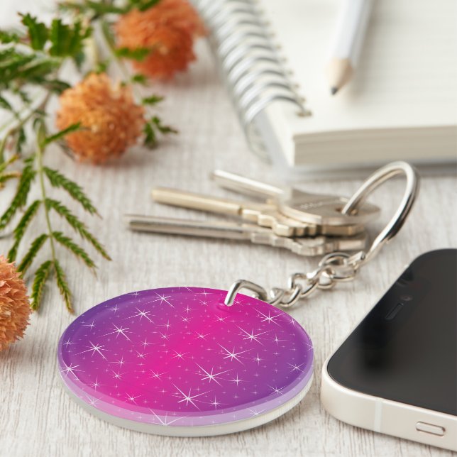 Star Pink Pattern Keychain (Front Right)