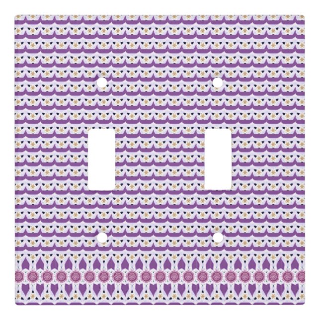 Star Pink Purple and Yellow Pattern Light Switch Cover (Front)