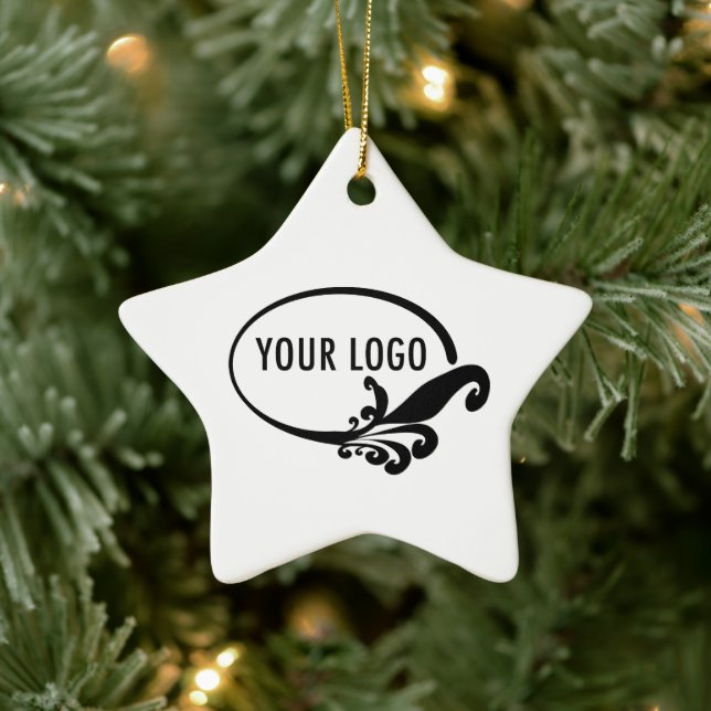 Star Porcelain Ceramic Ornament with Company Logo (Tree)