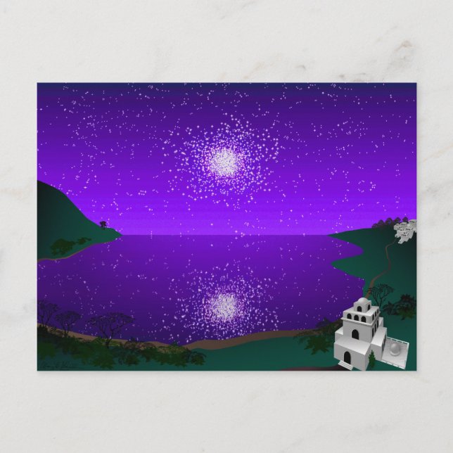 "Star Port" - Star Cluster over Alien Landscape Postcard (Front)