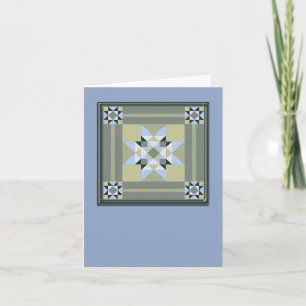 Star Quilt Square in Blue & Greens Card