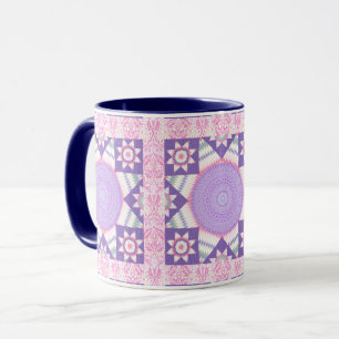 Star Quilt Square Pink Art Mug Cup