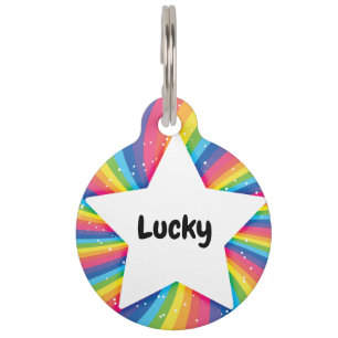 Star Rainbow QR Code Pet ID Tag