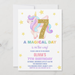 Star Rainbow Unicorn Birthday Invitations Fly