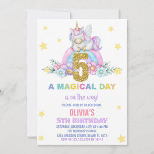 Star Rainbow Unicorn Birthday Invitations Fly