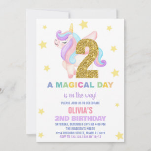 Star Rainbow Unicorn Birthday Invitations Fly