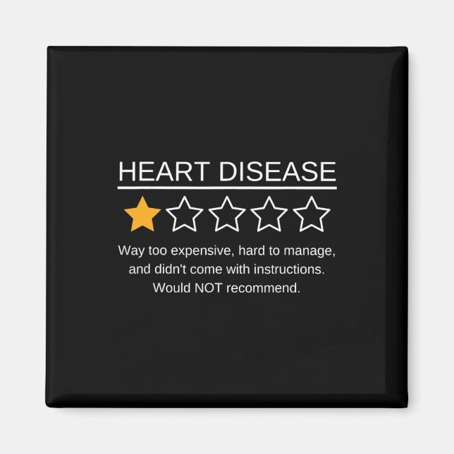 Star Rating Heart Attack Funny Heart Disease Aware Magnet (Front)