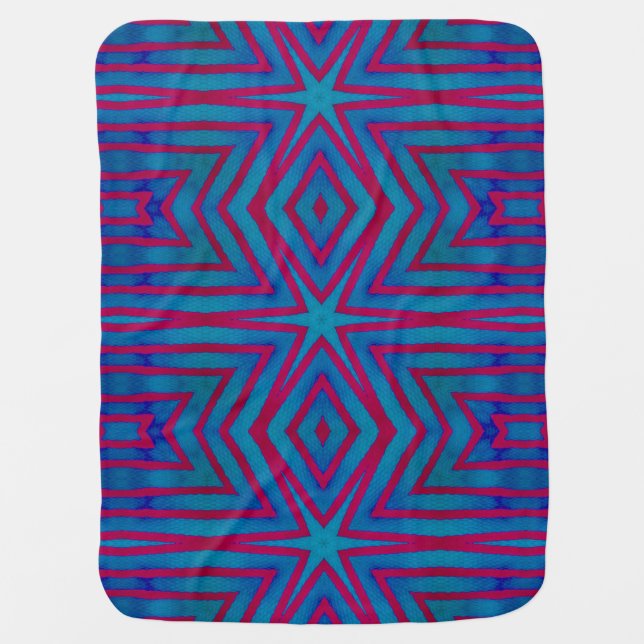 Star Red and Blue Geometric Baby Blanket (Front)