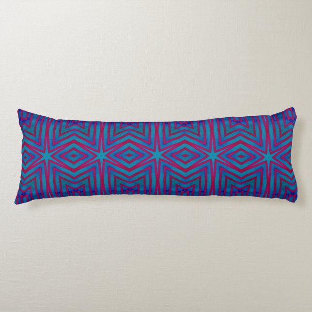 Star Red and Blue Geometric Body Pillow (Front)