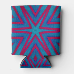 Star Red and Blue Geometric Can Cooler
