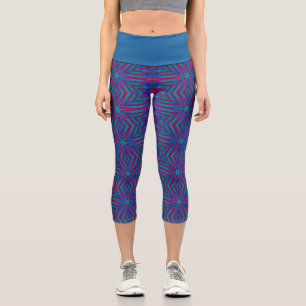 Star Red and Blue Geometric Capri Leggings