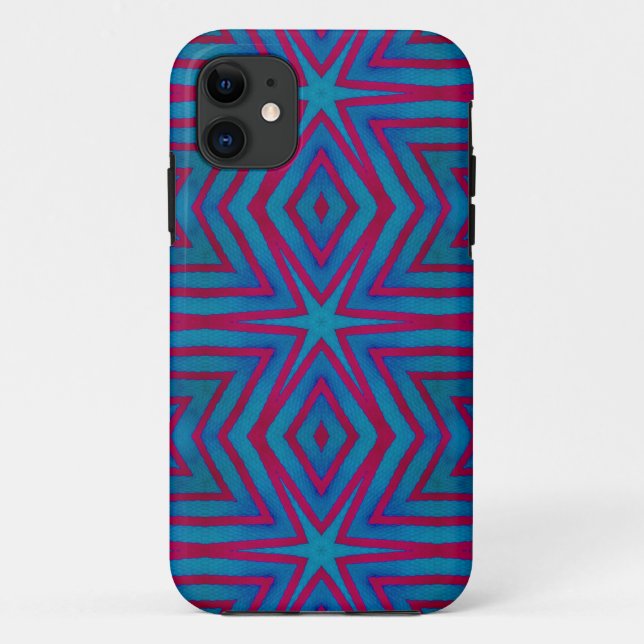 Star Red and Blue Geometric Case-Mate iPhone Case (Back)