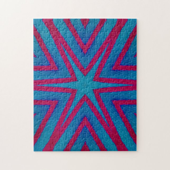 Star Red and Blue Geometric Jigsaw Puzzle (Vertical)
