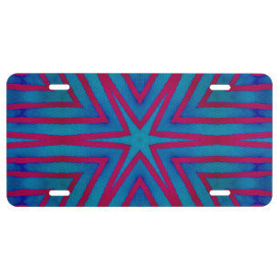 Star Red and Blue Geometric License Plate