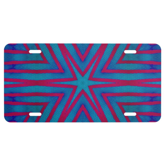 Star Red and Blue Geometric License Plate (Front)