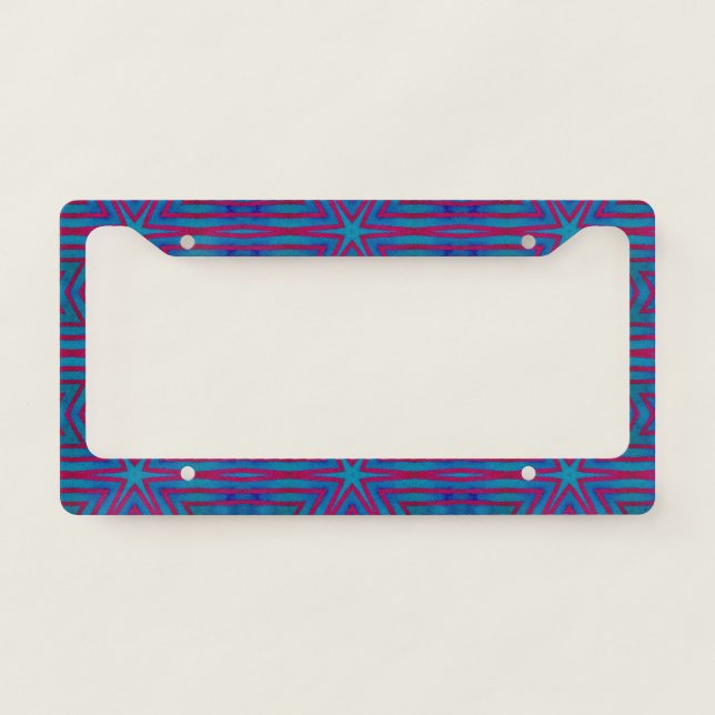 Star Red and Blue Geometric License Plate Frame (Front)