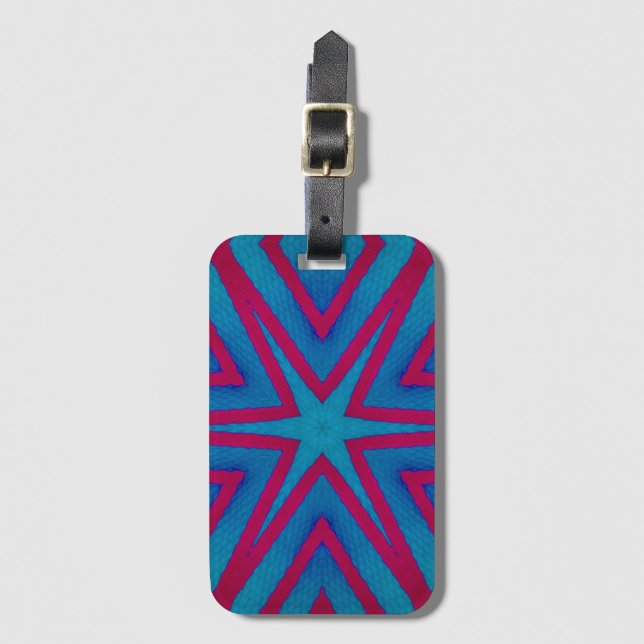 Star Red and Blue Geometric Luggage Tag (Front Vertical)