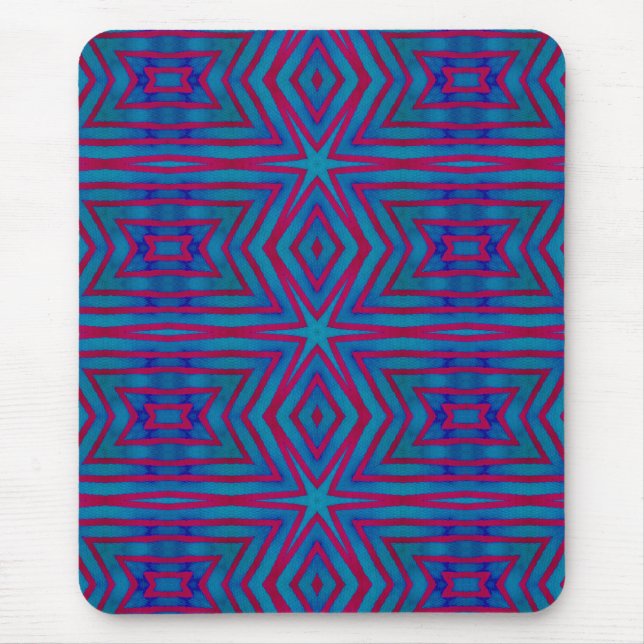 Star Red and Blue Geometric Mouse Pad (Front)