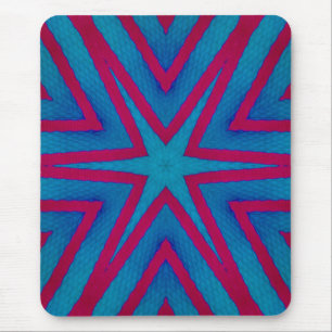 Star Red and Blue Geometric Mouse Pad