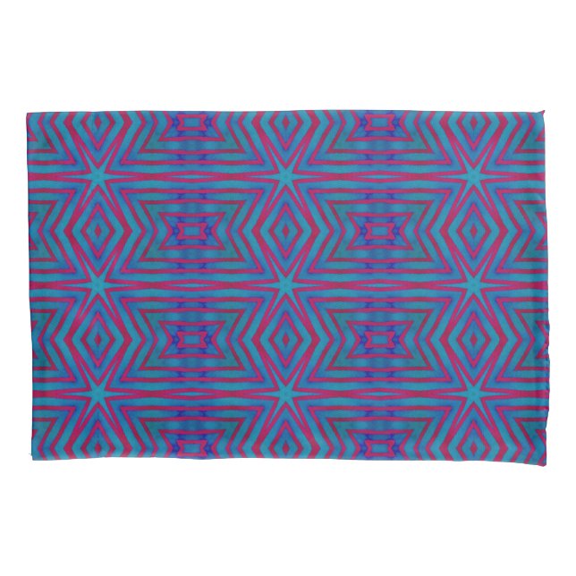 Star Red and Blue Geometric Pillow Case (Front)